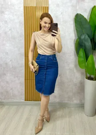 Milla Chic - Saia Jeans Mirela - Escura