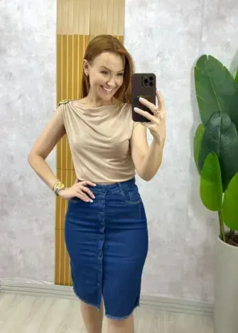 Milla Chic - Blusa Ariele Em Fluity - Bege