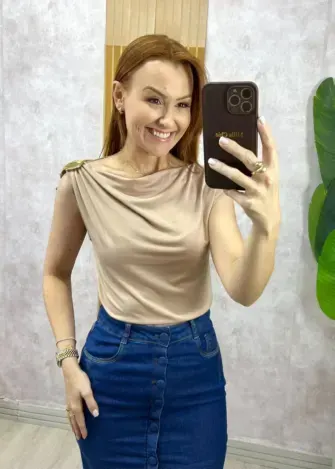 Milla Chic - Blusa Ariele Em Fluity - Bege