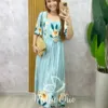 Vestido Lírio  em viscosarja - azul marine estampado - Milla Chic