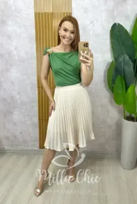 Milla Chic - Blusa Ariele Em Fluity - Verde Hortelã