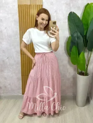Milla Chic - Saia Longa Tiffany em Viscolinho - Listrada (cópia)