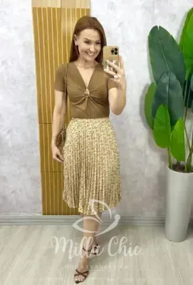 Milla Chic - Saia Augusta Bege Florida