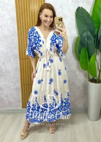 Milla Chic - Vestido Chiara Longo em Poá - preto (cópia)