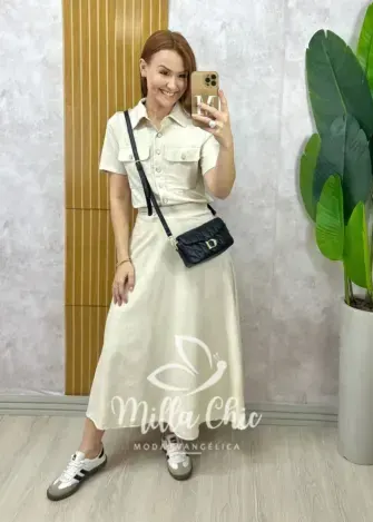 Milla Chic - Conjunto Raiane Em Linho - Areia