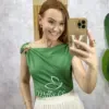 Milla Chic – Blusa Ariele Em Fluity – Verde Hortelã Milla Chic - Blusa Ariele Em Fluity - Verde Hortelã