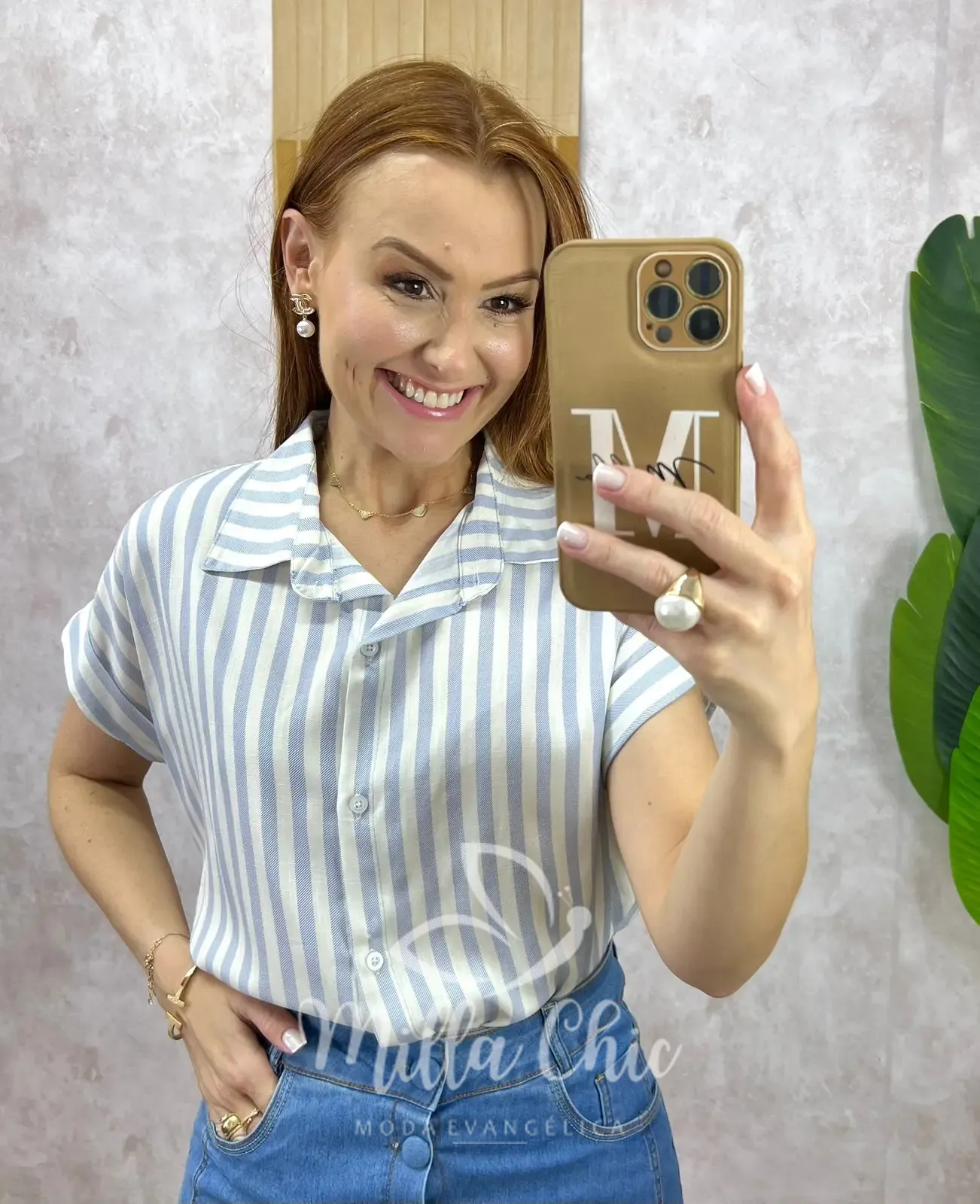 Milla Chic – Camisa Lígia Em Viscolinho- Listras Milla Chic - Camisa Lígia Em Viscolinho- Listras