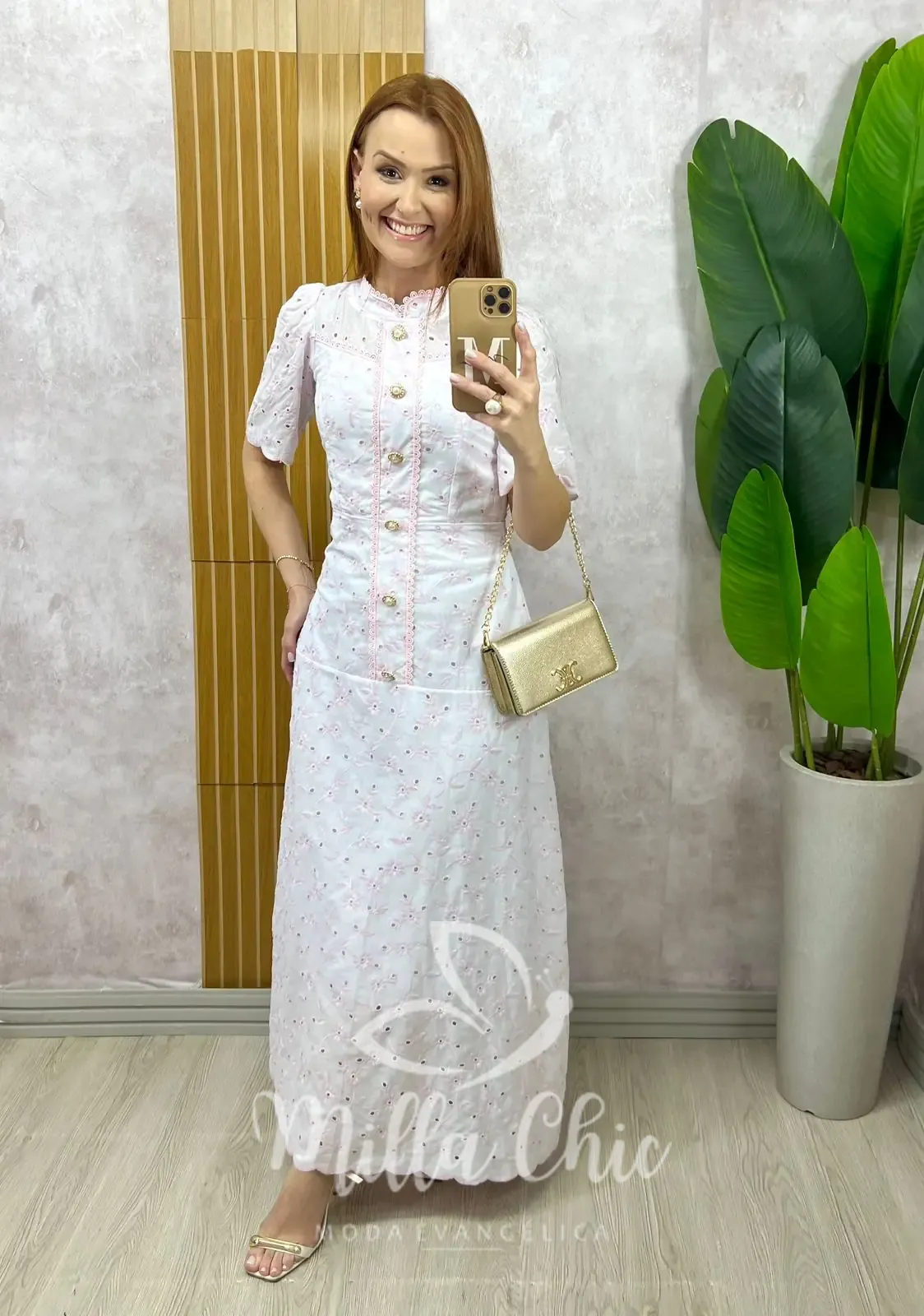 Milla Chic – Vestido Brigida Em Lesie Bordada – Rosa Milla Chic - Vestido Brigida Em Lesie Bordada - Rosa