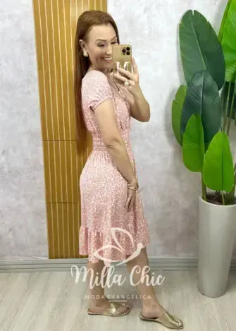 Vestido Comfy Mia estampa póa rosa pó - Milla Chic