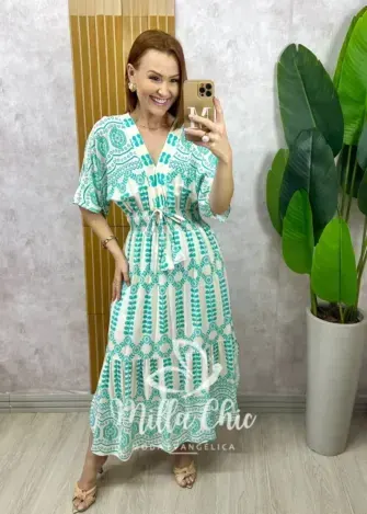Vestido Chiara Longo estampado acqua - Milla Chic