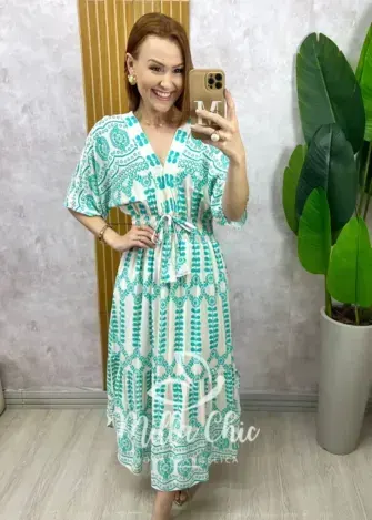 Vestido Chiara Longo estampado acqua - Milla Chic