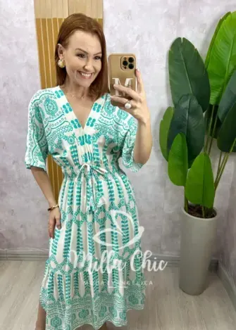 Vestido Chiara Longo estampado acqua - Milla Chic