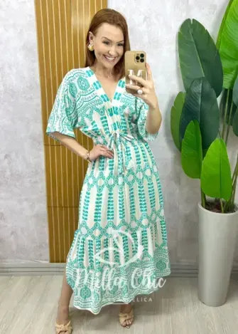 Vestido Chiara Longo estampado acqua - Milla Chic
