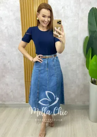 Blusa Ariane em viscolycra com aplicação - Milla Chic