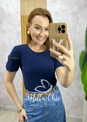 Blusa Ariane em viscolycra com aplicação - Milla Chic