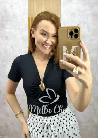 Body Angela em fluity  - Preto - Milla Chic