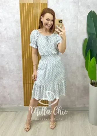Vestido Norma - Linha Comfy - Estampada azul índigo - Milla Chic