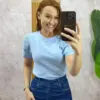 Milla Chic - Blusa Nilma Em Malha Algodão - Azul