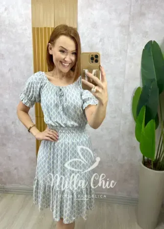 Vestido Norma - Linha Comfy - Estampada azul índigo - Milla Chic
