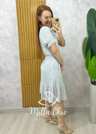 Vestido Norma - Linha Comfy - Estampada azul índigo - Milla Chic