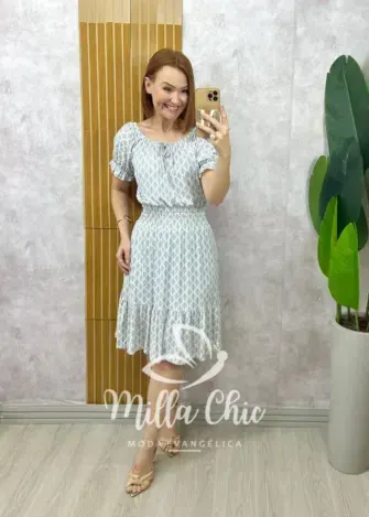 Vestido Norma - Linha Comfy - Estampada azul índigo - Milla Chic