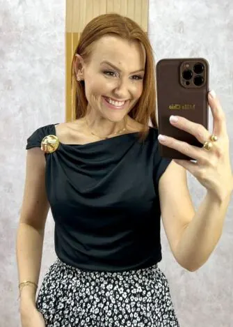 Milla Chic - Blusa Ariele Em Fluity - Bege (cópia)