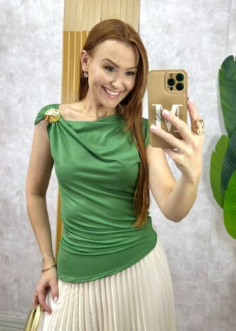 Milla Chic - Blusa Ariele Em Fluity - Verde Hortelã
