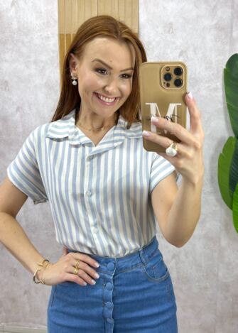 Milla Chic - Camisa Lígia Em Viscolinho- Listras