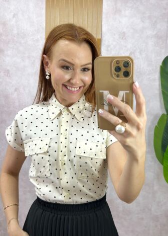 Milla Chic - Camisa Luana Em Viscolinho Póa - Preta (cópia)