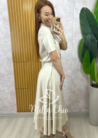 Milla Chic - Conjunto Raiane Em Linho - Areia