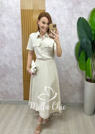 Milla Chic - Conjunto Raiane Em Linho - Areia