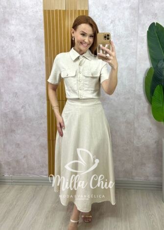 Milla Chic - Conjunto Raiane Em Linho - Areia