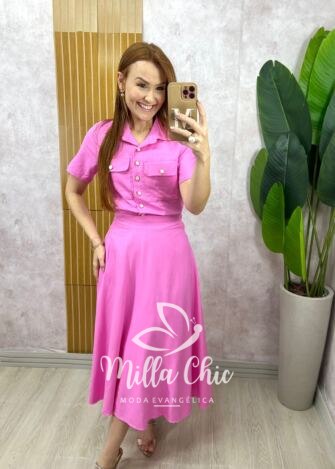 Milla Chic - Conjunto Raiane Em Linho - Rosa