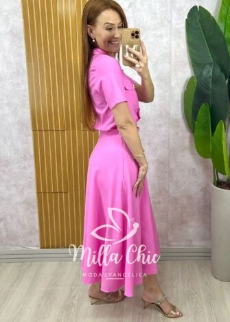 Milla Chic - Conjunto Raiane Em Linho - Rosa