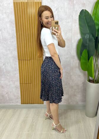 Milla Chic - Saia Augusta Estampa Liberty Azul Marinho