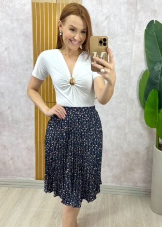 Milla Chic - Saia Augusta Estampa Liberty Azul Marinho