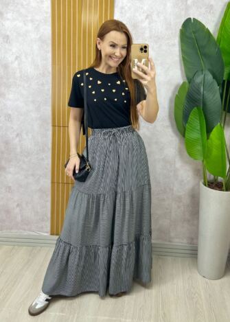 Milla Chic - Saia longa Tiffany em Viscolinho - Azul (cópia)