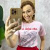 Milla Chic - T-Shirt Coração Em Malha Algodão - Preta
