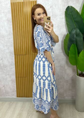 Milla Chic - Vestido Chiara Longo - Azul Estampado