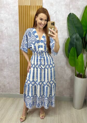 Milla Chic - Vestido Chiara Longo - Azul Estampado