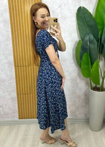 Milla Chic - Vestido Judite Em Viscolinho Azul