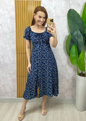 Milla Chic - Vestido Judite Em Viscolinho Azul