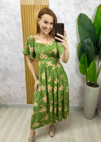 Milla Chic - Vestido Thassia Em Viscolinho - Natural Estampado (cópia)