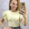 Blusa Marília em malha algodão com guipper - Amarelo manteiga - Milla Chic