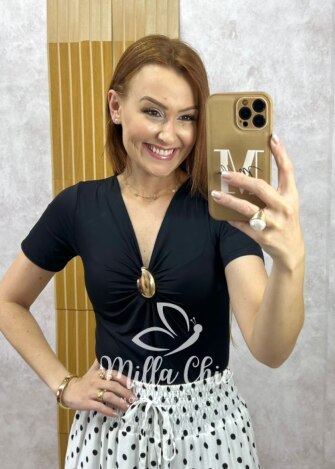 Body Angela em fluity  - Preto - Milla Chic