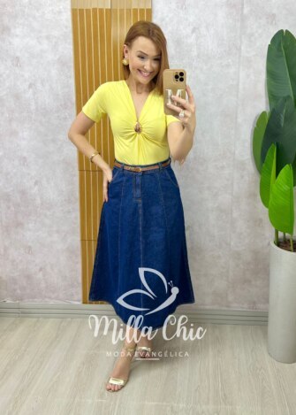 Body Angela em fluity  - Amarelo verão - Milla Chic