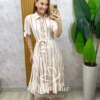Vestido Chemise Débora em viscolinho listrado rose - Milla Chic