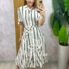 Vestido Chemise Débora em viscolinho listrado preto - Milla Chic