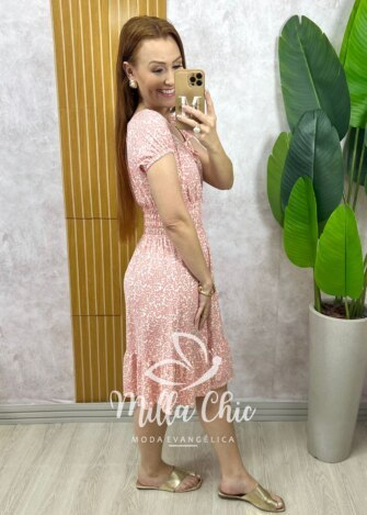 Vestido Comfy Mia estampa póa rosa pó - Milla Chic