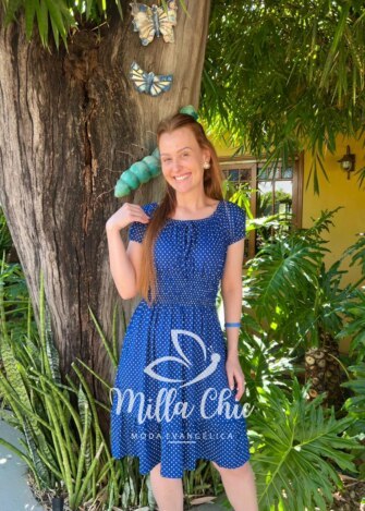 Vestido Comfy Mia Poá – Azul Marinho - Milla Chic